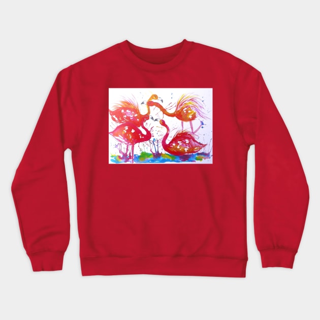 Funky Flamingos Crewneck Sweatshirt by Casimirasquirkyart